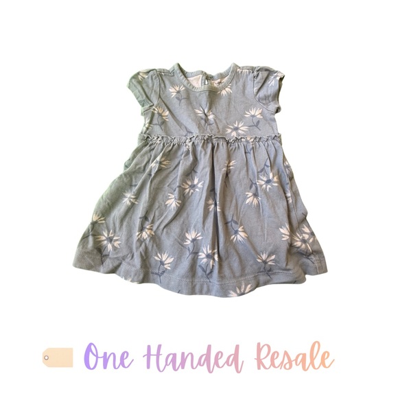 Carter's Other - 💐 Carter's Light Blue Floral Kids Girls Baby Dress Onesie w/ White Flowers 9M